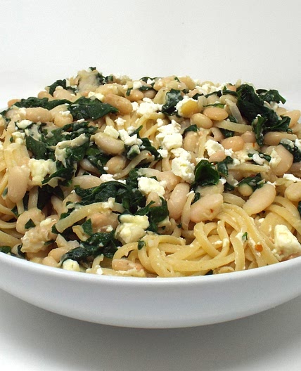 Lemony Linguine with White Beans and Spinach