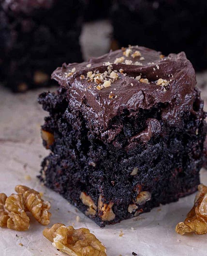 Frosted Chocolate Walnut Brownies