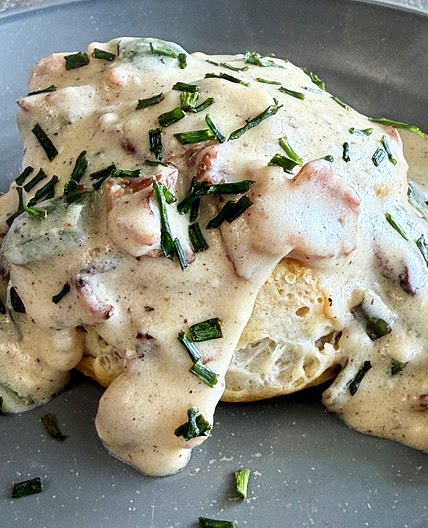 Bacon Jalapeno Popper Biscuits and Gravy