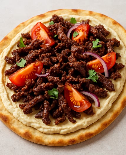 Crispy Beef and Houmous Flatbread