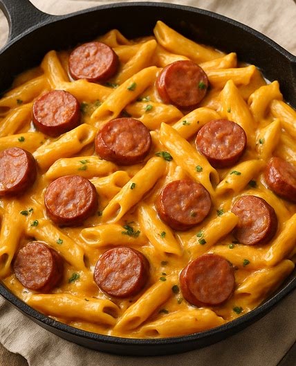Cheesy Smoked Sausage Pasta