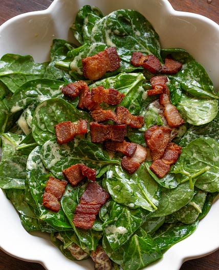 Spinach Salad with Warm Bacon Dressing