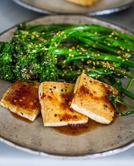 Garlic Chili Tofu Recipe with Broccolini