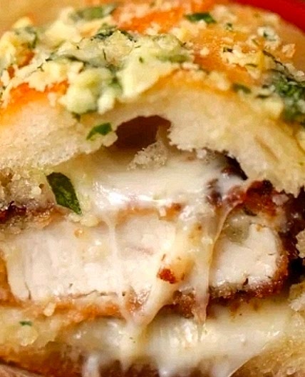 Breaded Chicken Stuffed in Garlic Bread