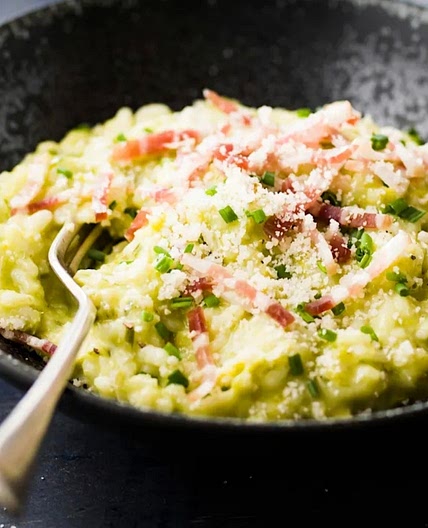 Risotto au poireau et Ă la pancetta