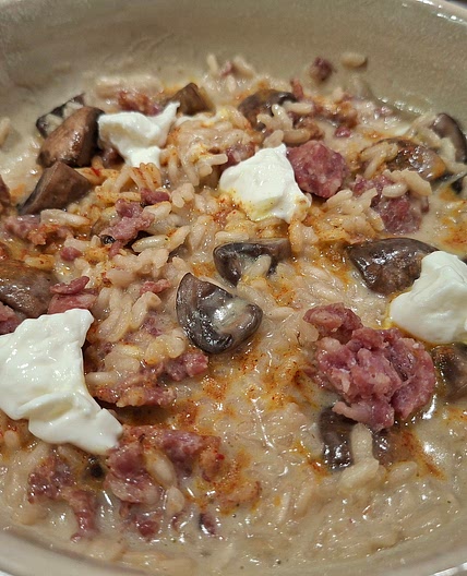Risotto - Stracchino, mushrooms and sausage
