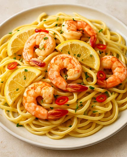 King prawn, lemon & chilli linguine