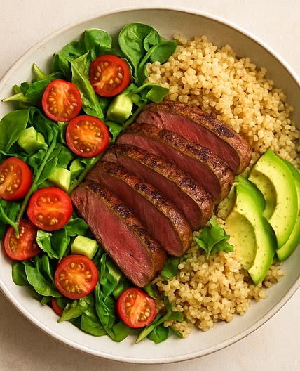 Salade met rundvlees en quinoa