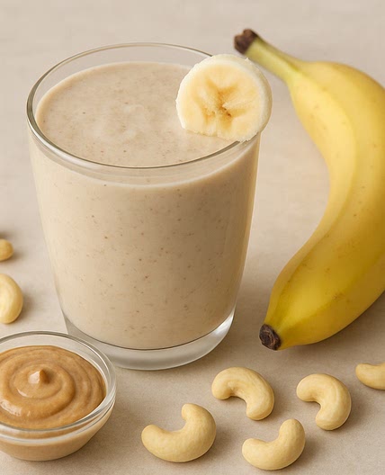 Smoothie met cashewpasta en banaan