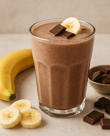 Banaan en chocolade smoothie