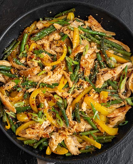 Hot Honey Sesame Rotisserie Chicken Stir Fry