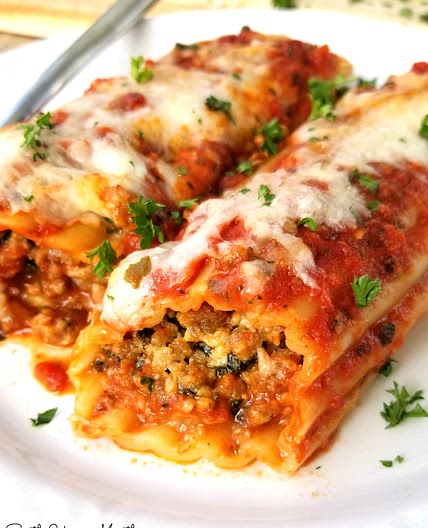 Italian Sausage & Cheese Baked Manicotti