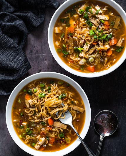 Vegan Hot and Sour Soup with Ramen