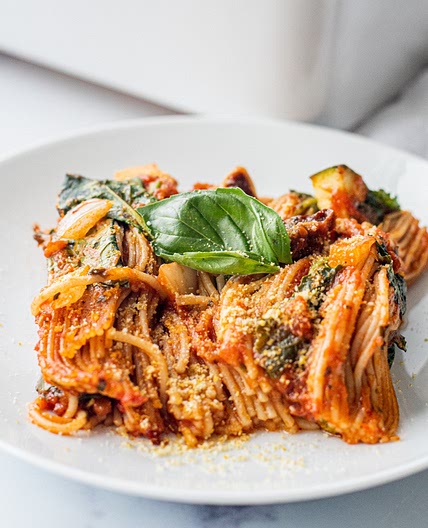Easy Vegan One Pan Baked Spaghetti