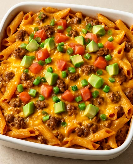 Beef Taco Pasta Bake