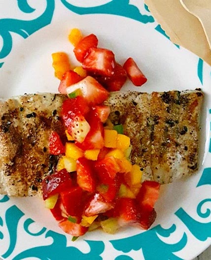 Grilled Fish Topped with Strawberry Salsa