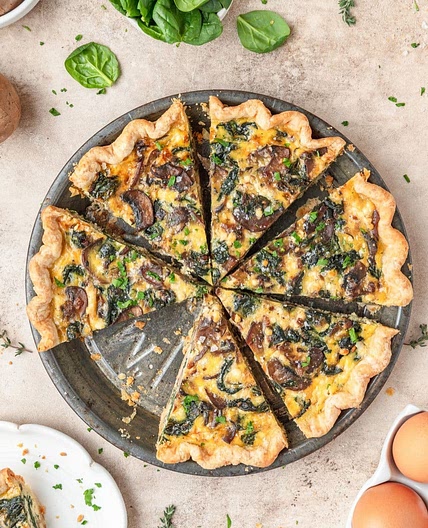 Spinach Mushroom Quiche with Goat Cheese