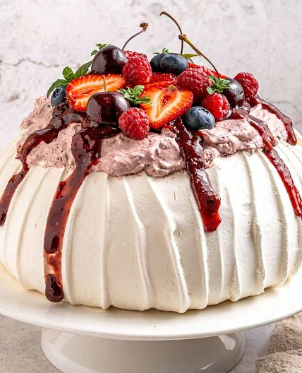 Berry Pavlova With Fresh Whipped Cream
