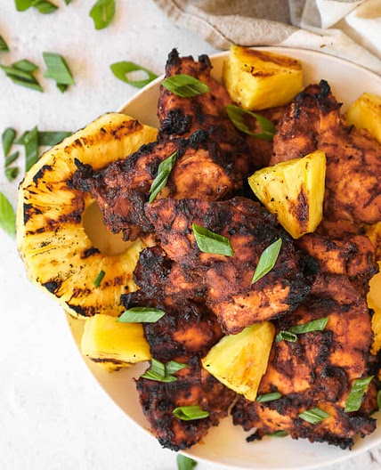 Grilled Pineapple Chicken with Hawaiian BBQ Marinade