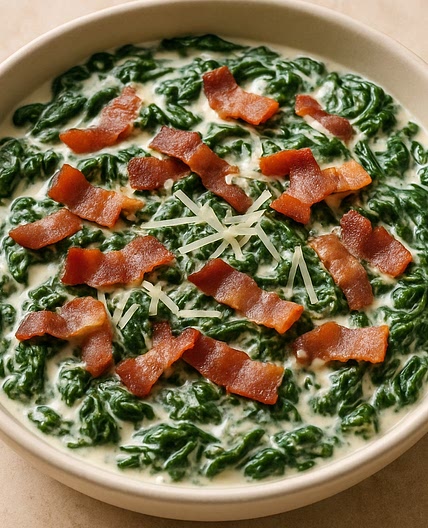 Keto Creamed Spinach (with Bacon & Parmesan)