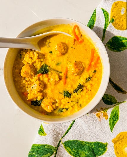 Lemon Chicken Meatball and Pastini Soup