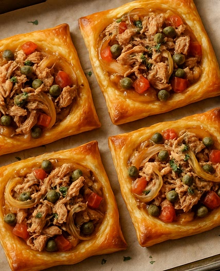 Upside-Down Tuna Puff Pastry Tarts