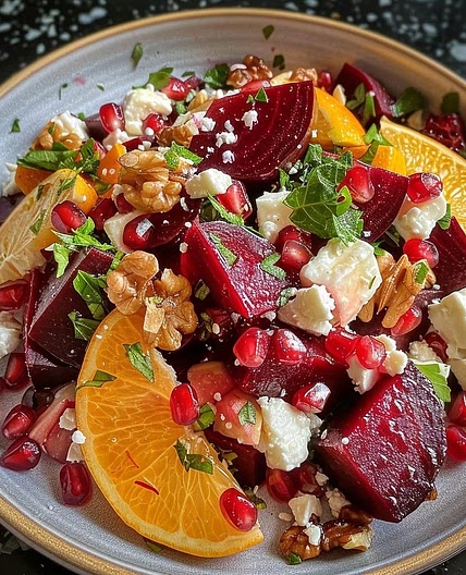 Salade de betterave , agrume et fêta