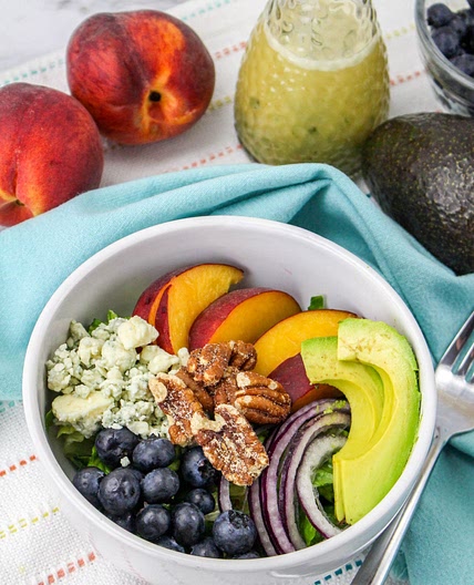 Summer Peach Salad with Mint Salad Dressing