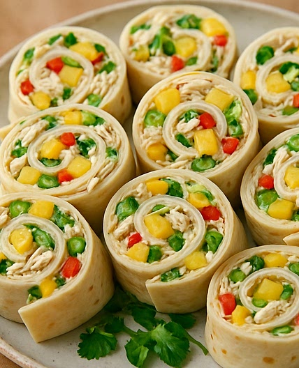 Tropical Jalapeño Chicken Taco Pinwheels