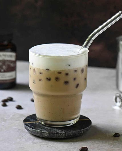 Iced Vanilla Bean Latte (with Real Vanilla)
