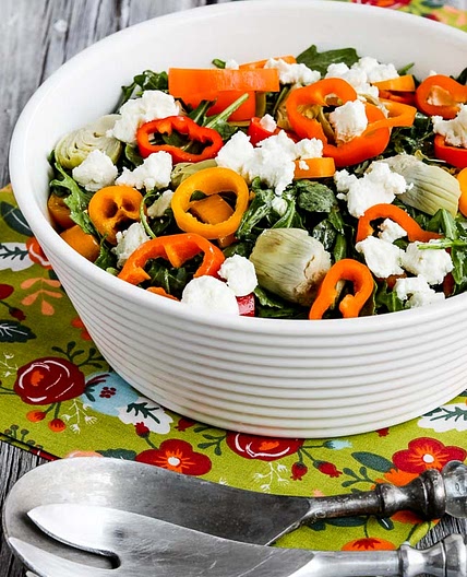 Arugula Salad with Goat Cheese, Artichokes, and Peppers