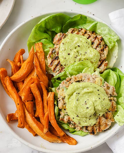 Spinach Avocado Chicken Burgers