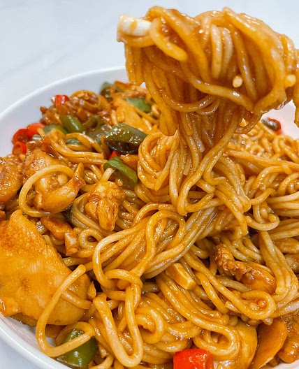 Spicy Double Pepper Chicken Lo Mein Recipe (Mala Flavor)