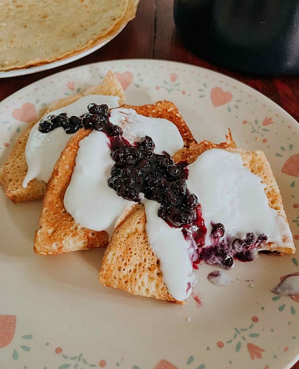 Easy Blueberry Cream Crepes (GF/DF)