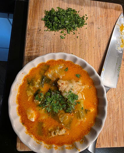 In concept: Rode Curry soep 🌶️ met Gyoza 🥟