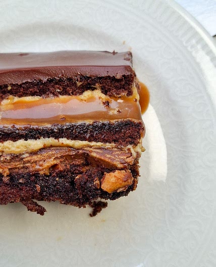 Snickers-Inspired Layered Cake