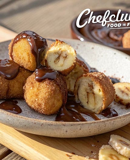Churro Banana Bites 🍌✨ Fried to golden perfection and loaded with sweetness!