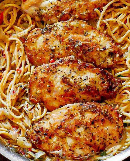 Creamy Italian Chicken Pasta with White Wine Parmesan Sauce