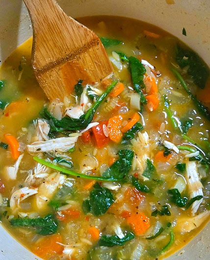 Lemon Basil Chicken Orzo Soup