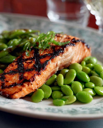 Grilled Salmon with Edamame