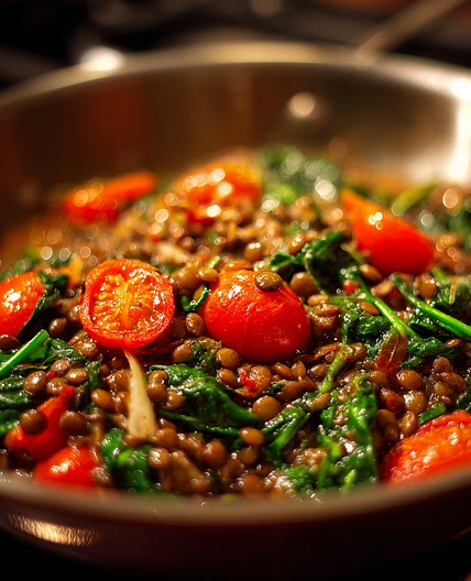 Lentils with Spinach and Tomatoes