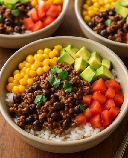 Southwest Ground Beef Rice Bowls