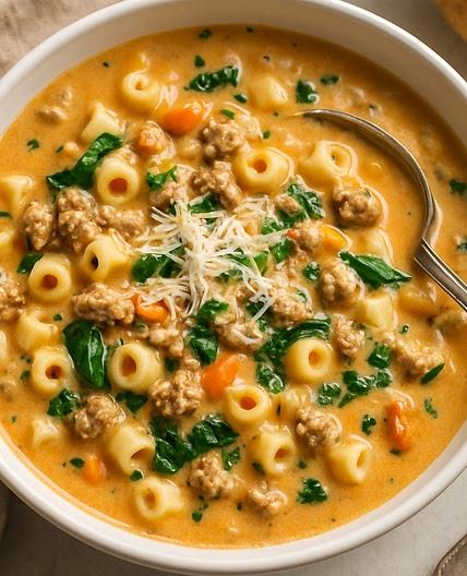 Creamy Parmesan Italian Sausage Ditalini Soup