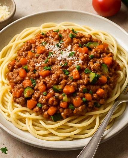 Italian Spaghetti Bolognese with Hidden Veggies