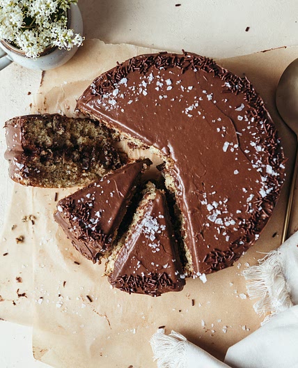 Coconut Banana Cake with Chocolate Frosting