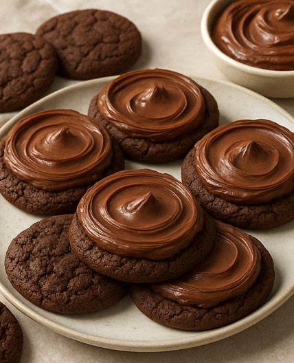 Chocolate Cake Mix Cookies with Chocolate Frosting