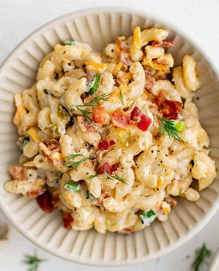 Bacon Ranch Dill Pickle Pasta Salad