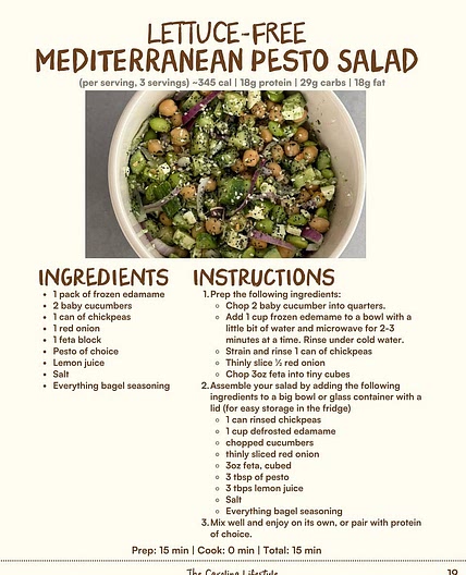 Lettuce-Free Mediterranean Pesto Salad