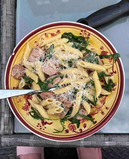 Aidell’s Roasted Garlic & Gruyère Cheese Sausage Pasta