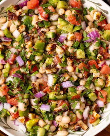 Chopped Halloumi Salad with Champagne Vinaigrette